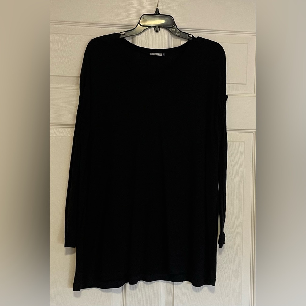 CRISTIN ITALIA Black Casual Relaxed Fit Long Sleeve Top Teeshirt . Size Medium.